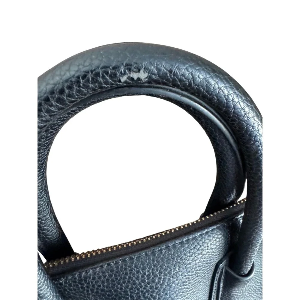 Miztique Satchel Handbag Womens Black Studded Pebbled‎ Vegan Leather Crossbody